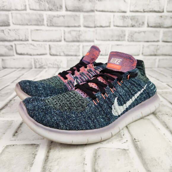 Nike Free RN Flyknit Women's Size 9 Multicolor Athletic Running Walk Gym Sneaker - Picture 3 of 10